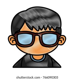 Cute boy with sunglasses cartoon