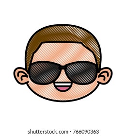Cute boy with sunglasses cartoon