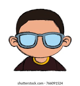Cute boy with sunglasses cartoon