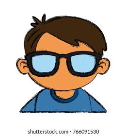 Cute boy with sunglasses cartoon