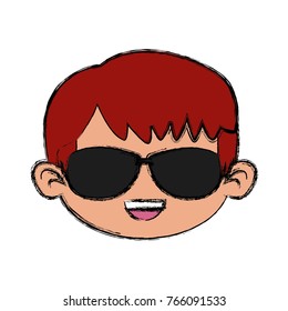Cute boy with sunglasses cartoon