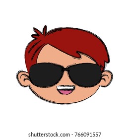 Cute boy with sunglasses cartoon