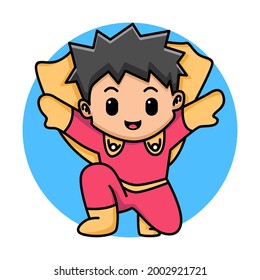 Cute boy superhero cartoon illustration