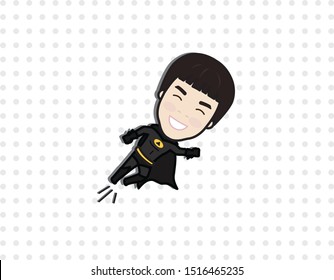 Cute boy in superhero costumes