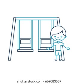 cute boy in swing character icon