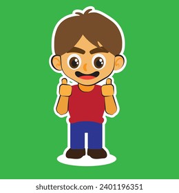 a cute boy with thumb up sign
