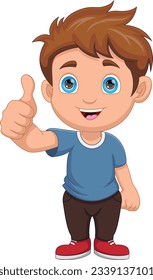cute boy thumbs up cartoon