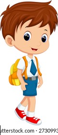 Cute boy in uniform going to school