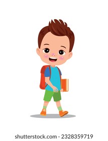 chico lindo caminando a la escuela