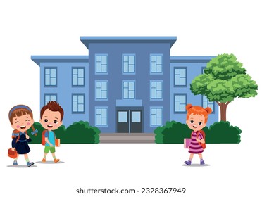 cute boy walking to school