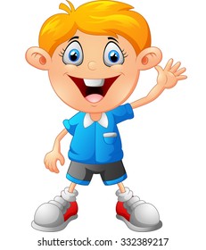 Cute boy waving hand