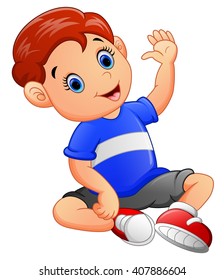 Cute boy waving hand