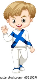 Cute boy waving hand illustration