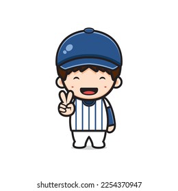 Cute Junge mit Baseball-Uniform Cartoon Icon Illustration. Design-Einzelbild-Cartoon-Stil