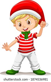 Cute boy wearing Christmas costumes cartoon character illustration