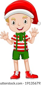 Cute boy wearing Christmas costumes cartoon character illustration