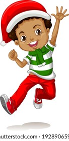 Cute boy wearing Christmas costumes cartoon character illustration