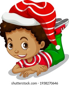 Cute boy wearing Christmas costumes cartoon character illustration