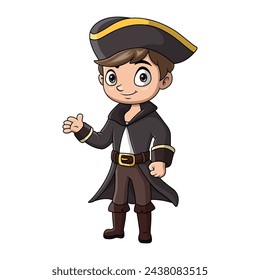 Cute boy wearing costume captain