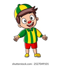 Menino bonito usando palhaço fantasia