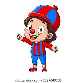 Cute boy wearing costume clown