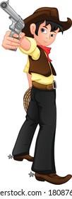 cute boy wearing costume cowboy