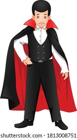 Cute Boy Wearing Dracula Costume Stock Vector (Royalty Free) 1813008751 ...