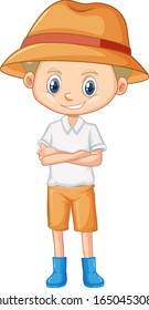 Cute boy wearing hat and boots illustration