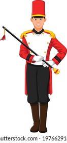 cute boy wearing marching band leader costume