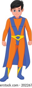 cute boy wearing super hero costume