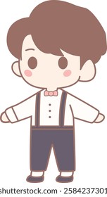 Cute boy wearing suspenders illustration