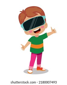 niño lindo con anteojos virtuales