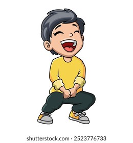 Cute boy were laughing happily