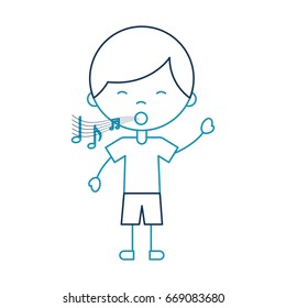 cute boy whistling character icon