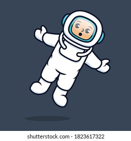 cute boy with white astronaut costume mascot design