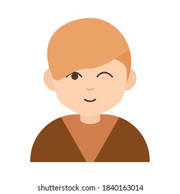 lindo niño expresión guiño caricatura personaje icono plano ilustración vector