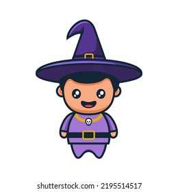 Cute boy with witch costume