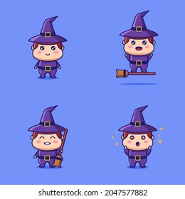 cute boy with a witch costume for halloween party