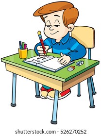 Cute boy writing