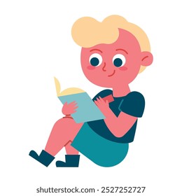 cute boy writing in notebook isolated