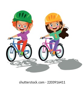 cute boys and girls riding bikes