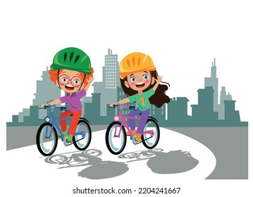 cute boys and girls riding bikes