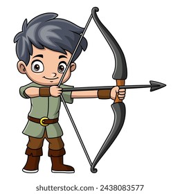 Cute boys are playing archery