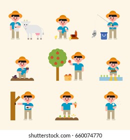 cute boys summer vacation vector illustration flat design