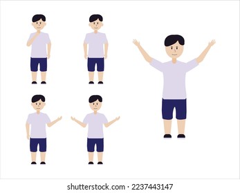 Cute Boys Vector Illustration Set