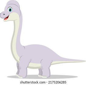 Cute brachiosaurus cartoon on white background