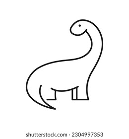 Cute brachiosaurus line icon. Dinosaur icon. Eps 10.