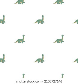 Cute brachiosaurus seamless pattern. Funny children dinosaur sketch. Repeated texture in doodle style for fabric, wrapping paper, wallpaper, tissue. Vector illustration.