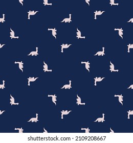 Cute brachiosaurus seamless pattern. Funny children dinosaur sketch. Repeated texture in doodle style for fabric, wrapping paper, wallpaper, tissue. Vector illustration.