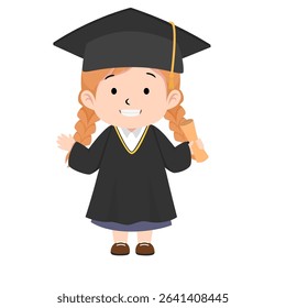 Cute braid-haired girl graduation holding a diploma